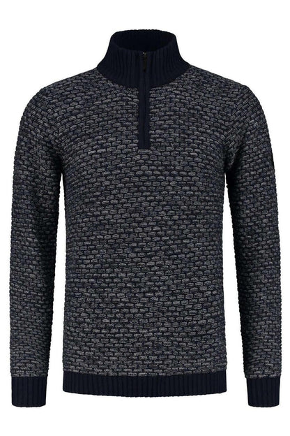 Trui halfzip structuur grijs