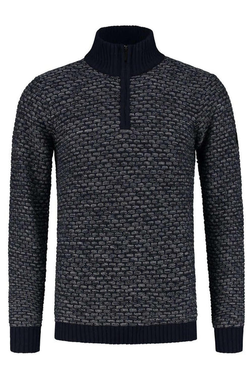 Trui halfzip structuur grijs