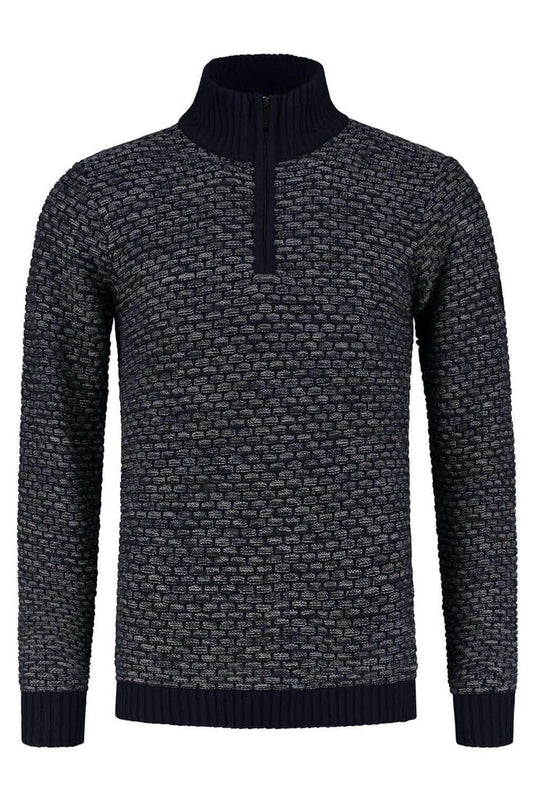 Trui halfzip structuur grijs