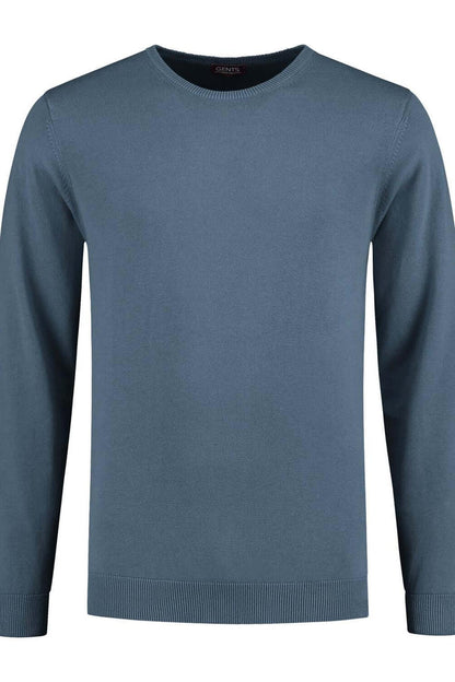 Trui ronde hals Denim ademend katoenen trui in denimkleur met ronde hals.
