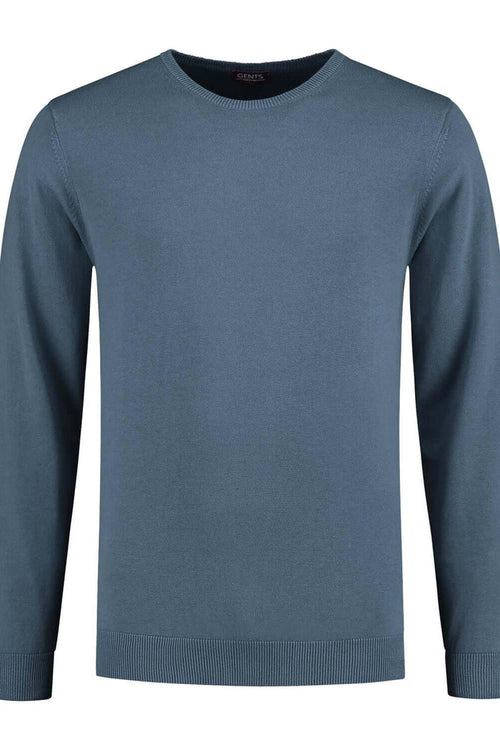 Trui ronde hals Denim ademend katoenen trui in denimkleur met ronde hals.