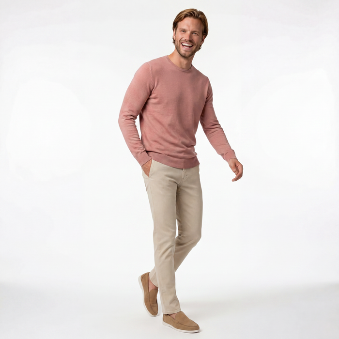 Trui ronde hals katoen roze