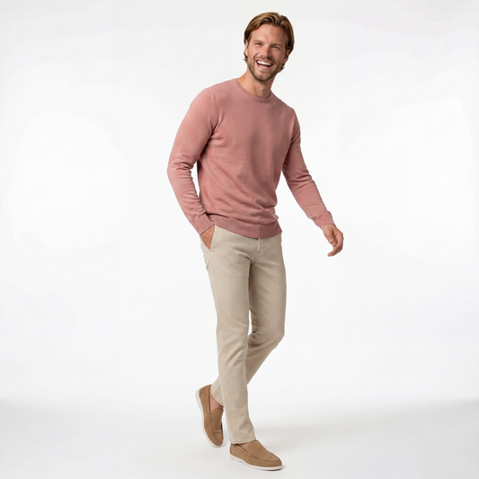 Trui ronde hals katoen roze