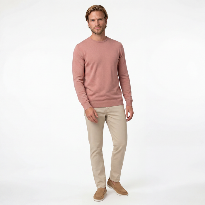 Trui ronde hals katoen roze
