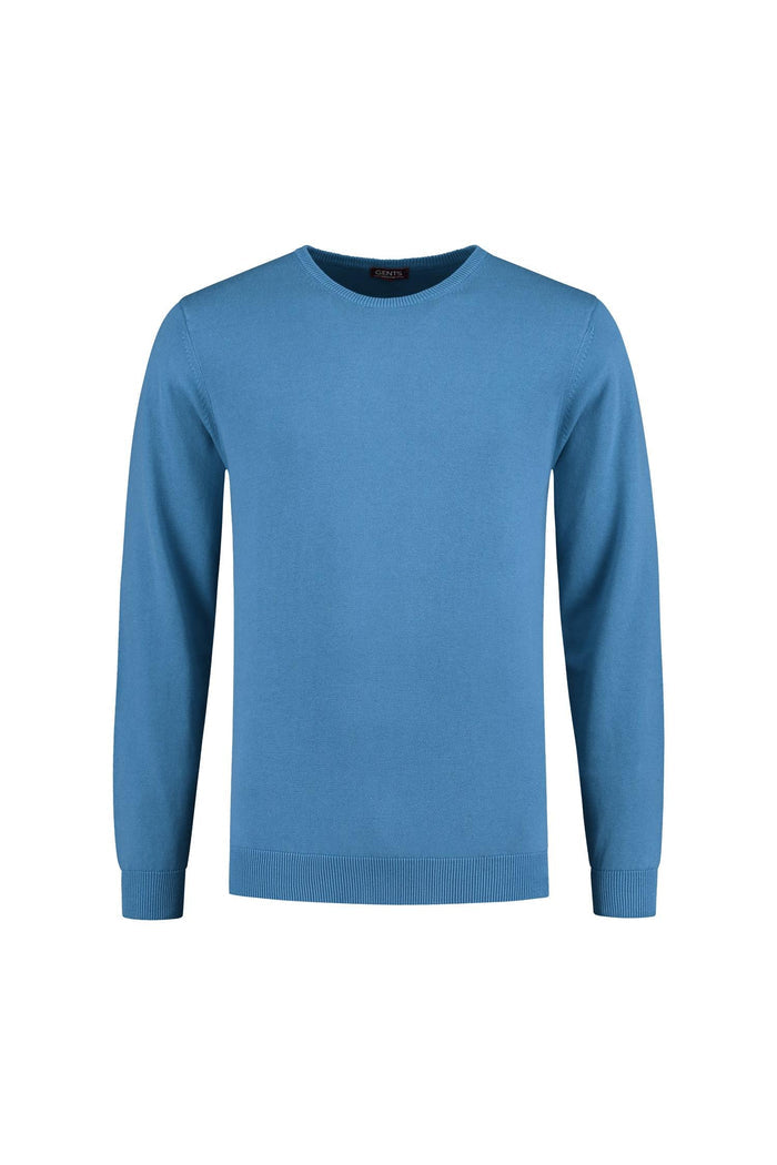 Trui ronde hals Ultramarine, ademende katoenen trui met ronde hals en lange mouwen.