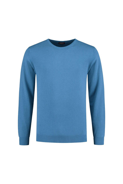Trui ronde hals Ultramarine, ademende katoenen trui met ronde hals en lange mouwen.