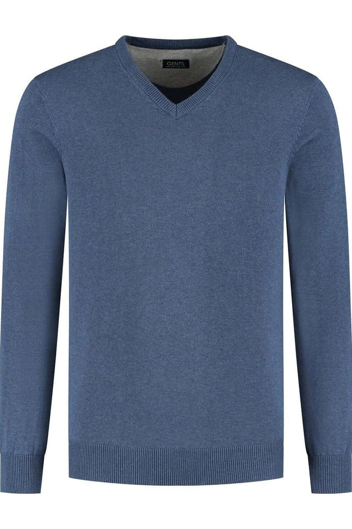 Trui V-hals softcotton blauw