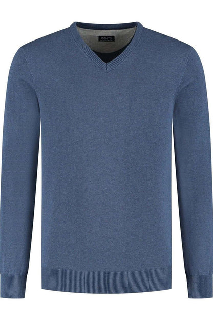 Trui V-hals softcotton blauw