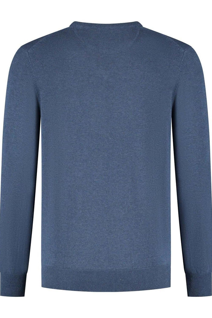 Trui V-hals softcotton blauw