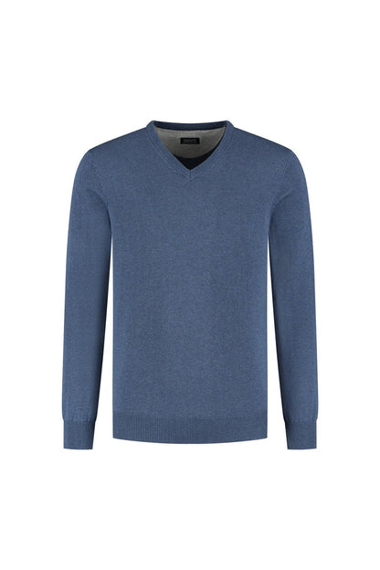 Trui V-hals softcotton blauw