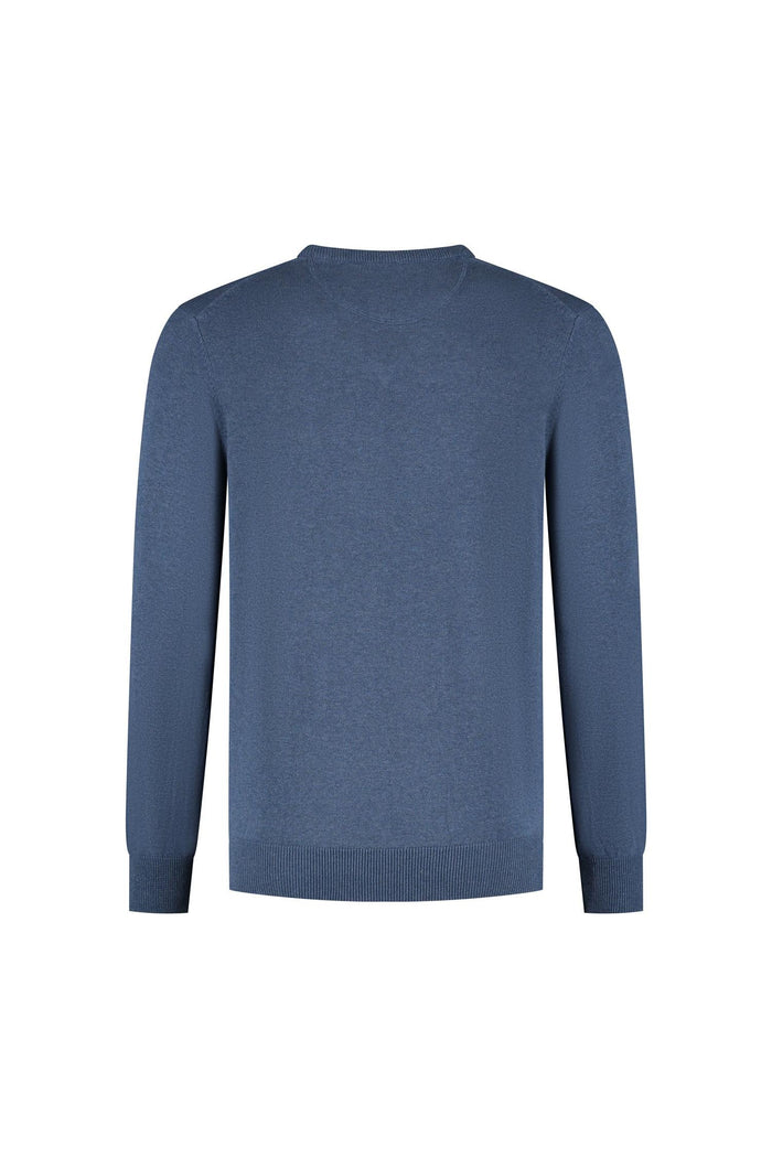 Trui V-hals softcotton blauw