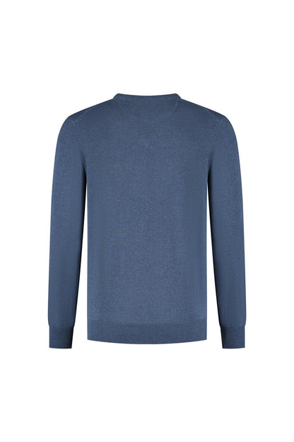 Trui V-hals softcotton blauw