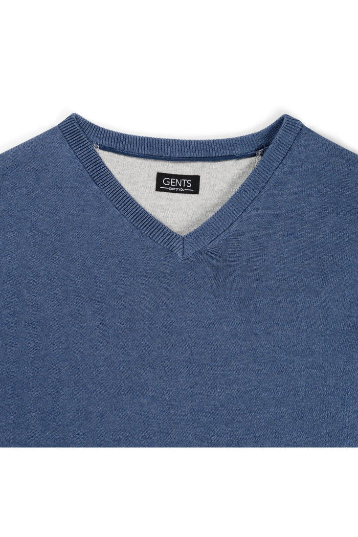 Trui V-hals softcotton blauw