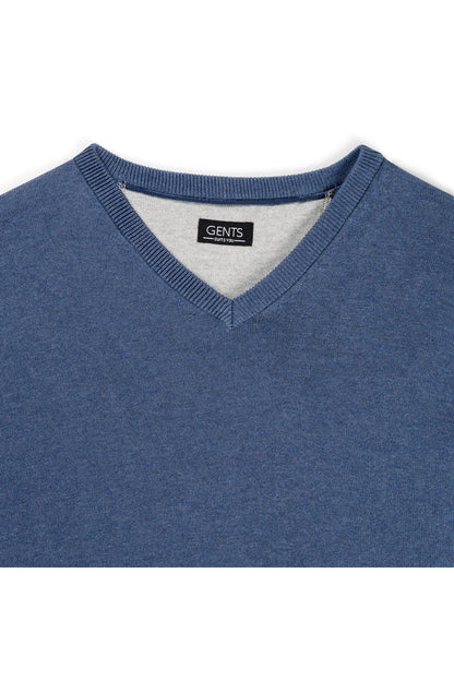 Trui V-hals softcotton blauw