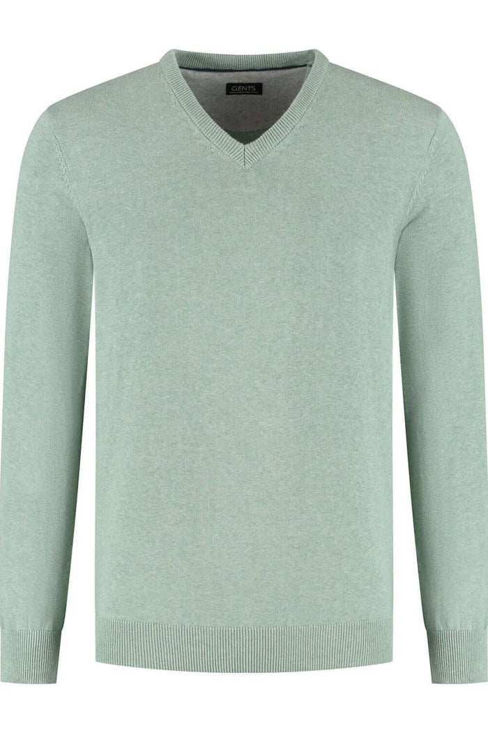 Trui V-hals softcotton oudgroen