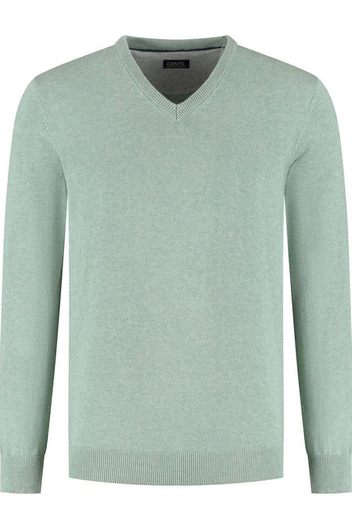 Trui V-hals softcotton oudgroen