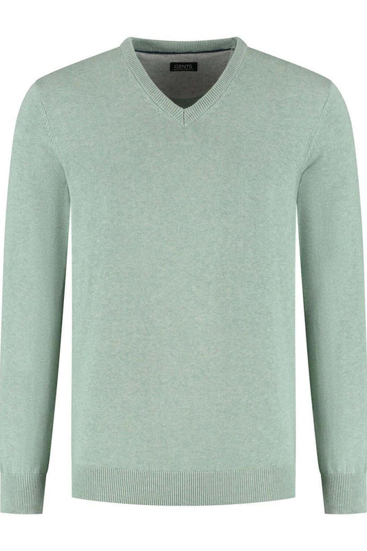 Trui V-hals softcotton oudgroen