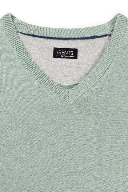 Trui V-hals softcotton oudgroen