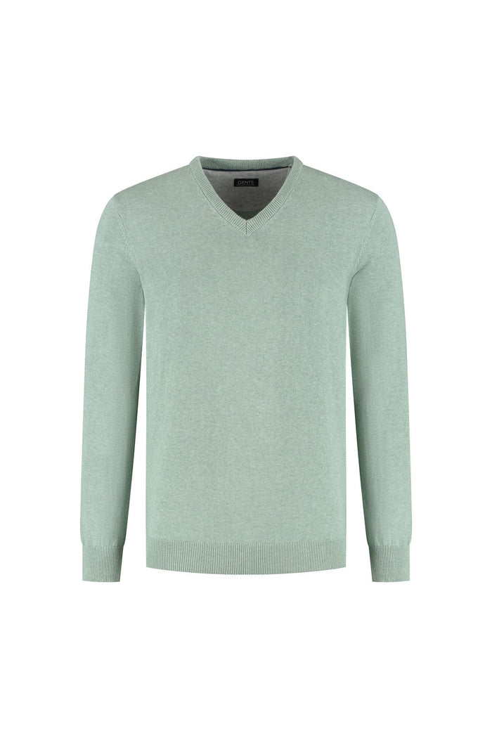 Trui V-hals softcotton oudgroen