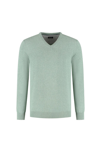 Trui V-hals softcotton oudgroen