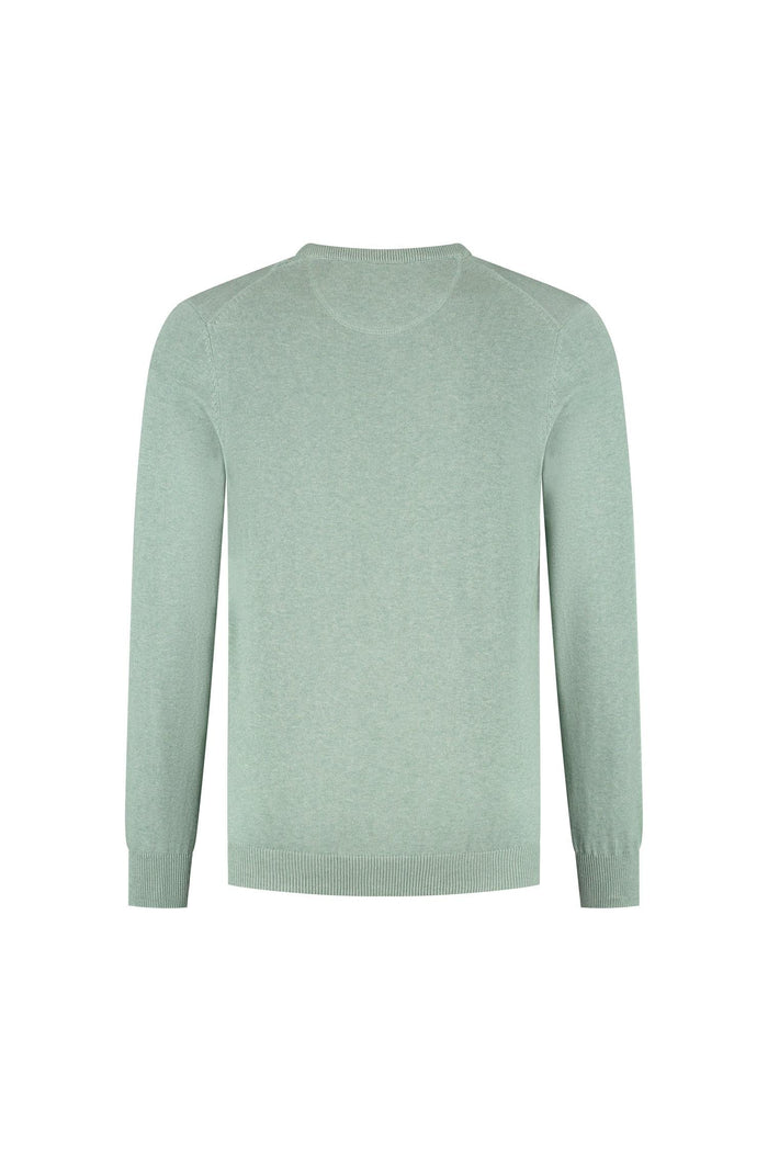 Trui V-hals softcotton oudgroen