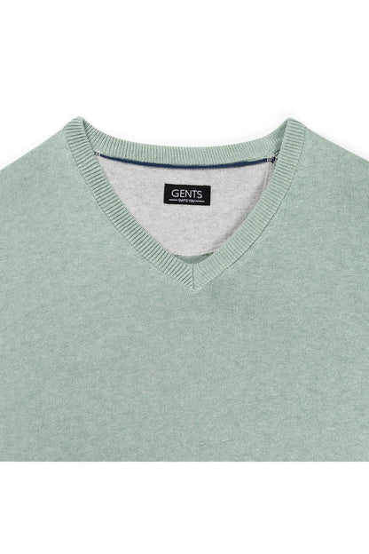 Trui V-hals softcotton oudgroen
