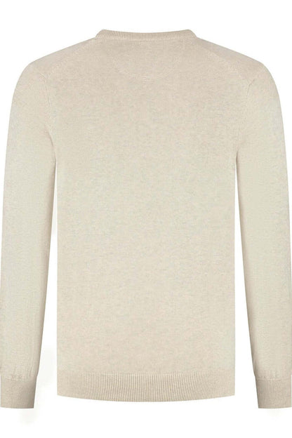 Trui V-hals softcotton zand, ademende trui van 100% katoen, veelzijdig en comfortabel.