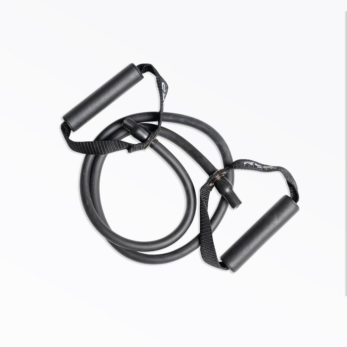 Black heavy resistance REP tube resistance band with handles.