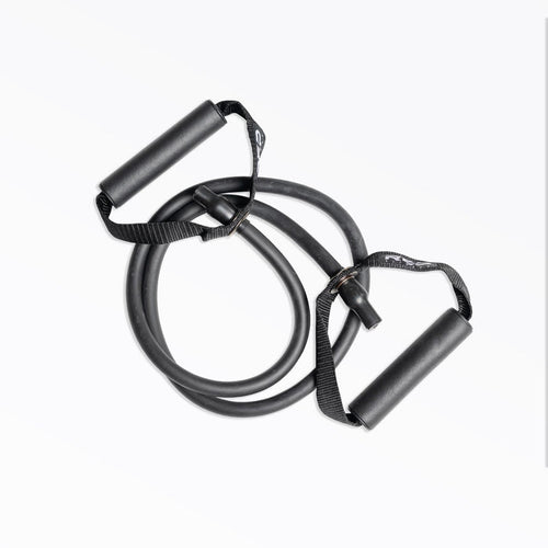 Black heavy resistance REP tube resistance band with handles.