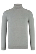 Turtle neck lichtgrijs, lichtgrijze fijngebreide coltrui met hoge kraag.
