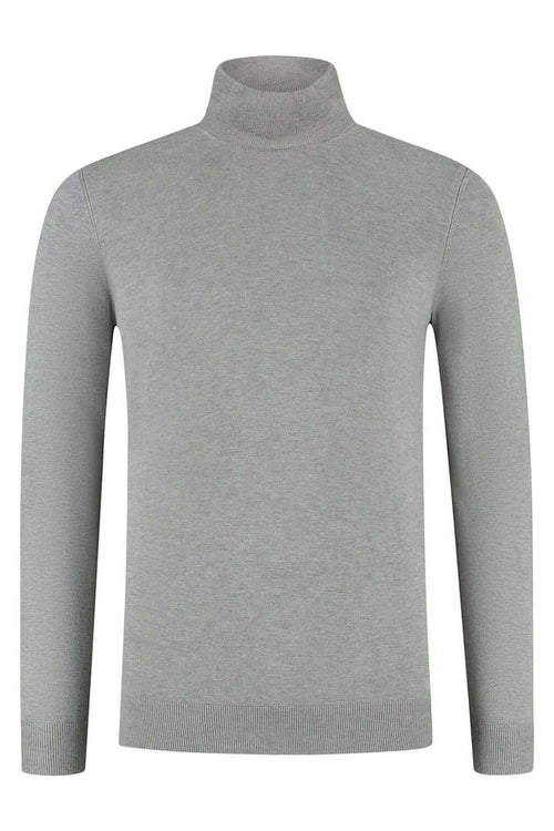 Turtle neck lichtgrijs, lichtgrijze fijngebreide coltrui met hoge kraag.