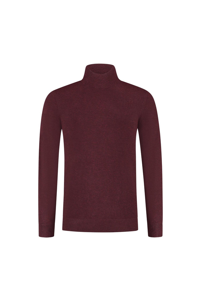 Turtle neck marron, fijngebreide coltrui met hoge kraag voor professionele uitstraling.