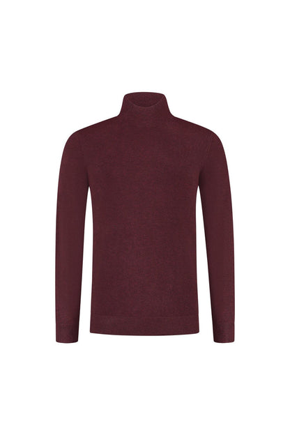 Turtle neck marron, fijngebreide coltrui met hoge kraag voor professionele uitstraling.