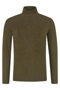 Turtle neck mosgroen, mosgroene coltrui met hoge kraag en ribboorden, ideaal voor elke gelegenheid.