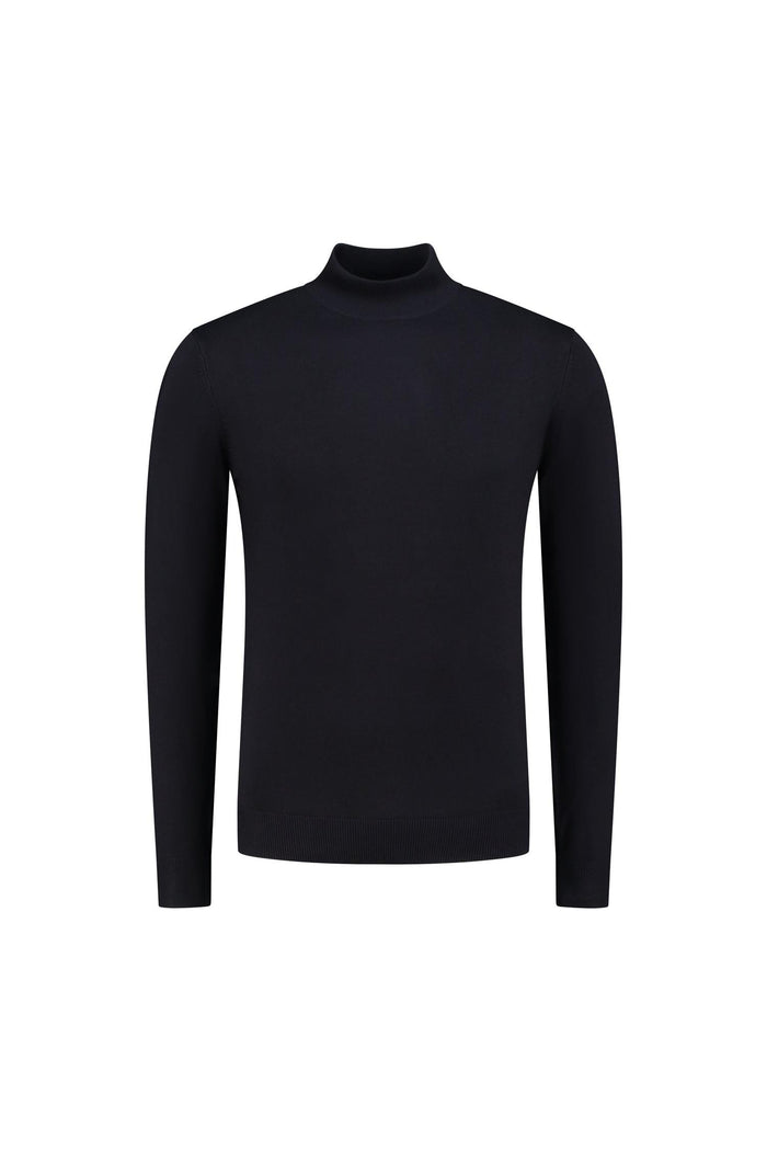 Navy slim-fit turtleneck, zacht draagcomfort en veelzijdige basis, Turtle neck navy.