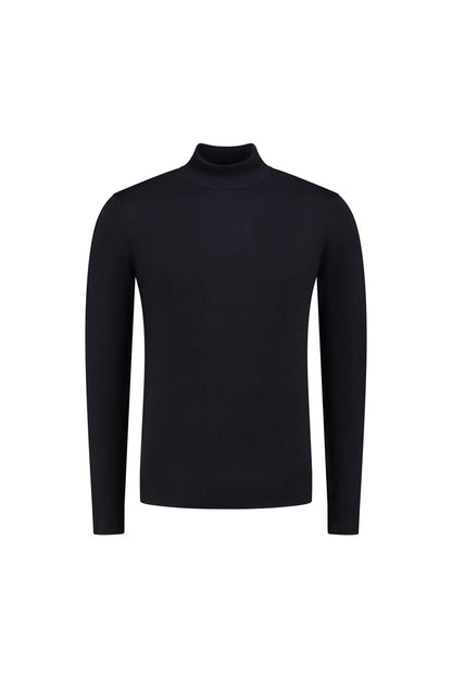 Navy slim-fit turtleneck, zacht draagcomfort en veelzijdige basis, Turtle neck navy.