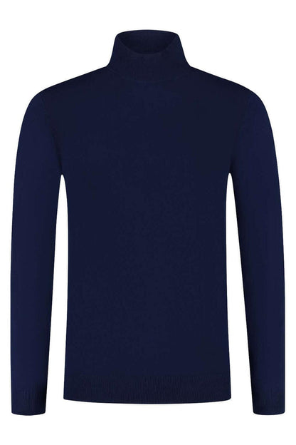 Turtle neck navy, diepblaue coltrui met hoge kraag en strakke afwerking, perfect voor stijlvolle outfits.
