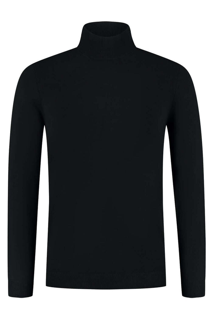 Turtle neck zwart, fijngebreide coltrui met ademend en vormvast comfort, ideaal voor casual en formele outfits.