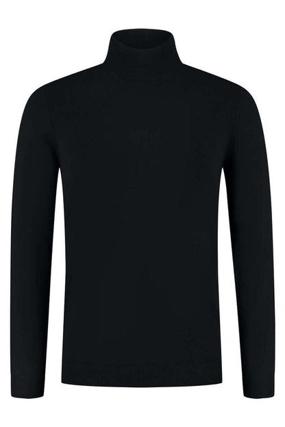 Turtle neck zwart, fijngebreide coltrui met ademend en vormvast comfort, ideaal voor casual en formele outfits.