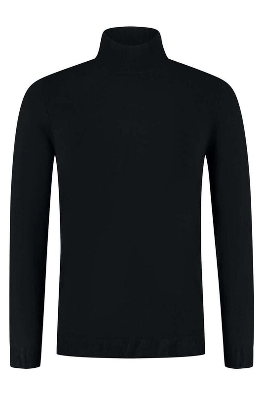 Turtle neck zwart, fijngebreide coltrui met ademend en vormvast comfort, ideaal voor casual en formele outfits.