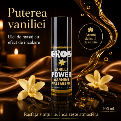 Ulei de masaj EROS Power Warming, cu efect de încălzire, aromă Vanilie, 100 ml