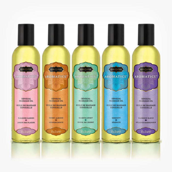 Ulei de masaj KAMASUTRA AROMATICS Serenity Amber, cu aromă de maghiran și lavandă, 236 ml