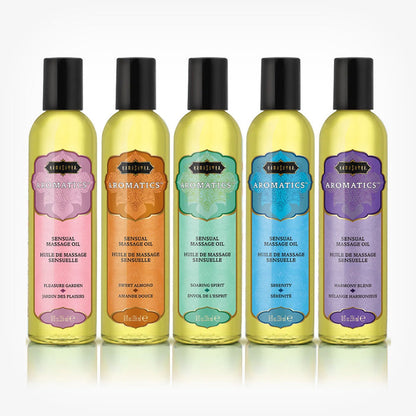 Ulei de masaj KAMASUTRA AROMATICS Serenity Amber, cu aromă de maghiran și lavandă, 236 ml