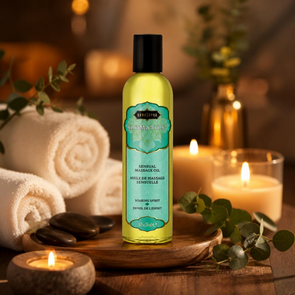 Ulei de masaj KAMASUTRA AROMATICS Soaring Spirit, cu aromă de portocală, lămâie și mentă, 236 ml