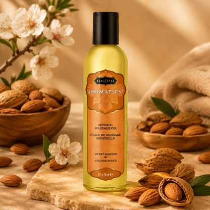 Ulei de masaj KAMASUTRA AROMATICS Sweet Almond, cu aromă de migdale dulci, 236 ml