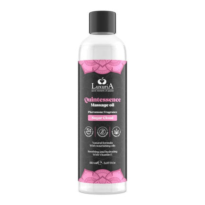 Ulei de masaj LUXURIA Quintessence Sugar Cloud, cu vitamina E și feromoni, cu aromă dulce, 150 ml