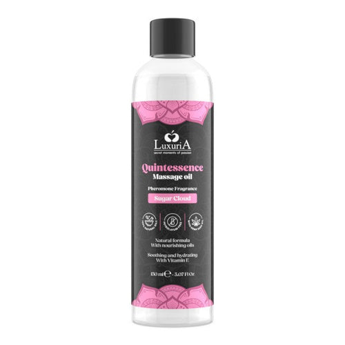 Ulei de masaj LUXURIA Quintessence Sugar Cloud, cu vitamina E și feromoni, cu aromă dulce, 150 ml