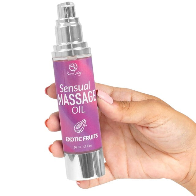 Ulei de masaj SECRET PLAY Sensual Massage Oil - Exotic Fruits, cu efect hidratant, aromă de fructe exotice, 50 ml