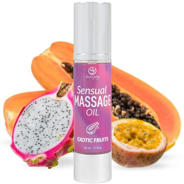 Ulei de masaj SECRET PLAY Sensual Massage Oil - Exotic Fruits, cu efect hidratant, aromă de fructe exotice, 50 ml