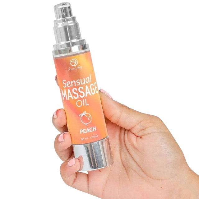 Ulei de masaj SECRET PLAY Sensual Massage Oil - Peach, cu efect hidratant, aromă de piersică, 50 ml